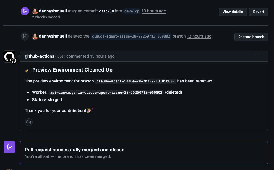 Cleanup Confirmation Comment